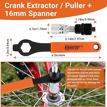 FOUUAAOOU Bike Tools Kit, Has 3 in 1 Bike Cassette Removal Tool, Bike Pedal Wrench, Bicycle Crank Removal Tool, Bottom Bracket Remover and Rotor Lockring Removal Tool, Bike Repair Tool Set