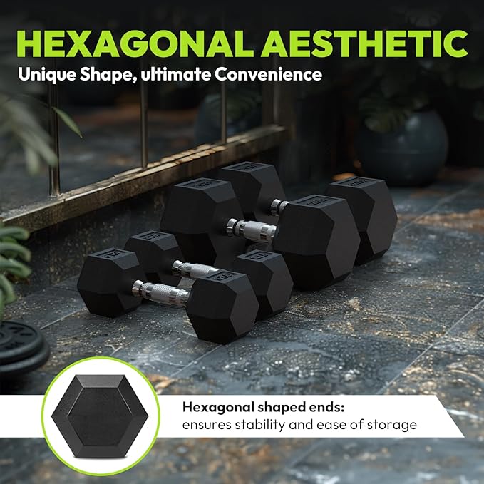 Hex Dumbbell Set, 45-400 lb Set Rubber Encased Exercise & Fitness Dumbbells, Weights Dumbbells Set, Hand Weight for Strength Training