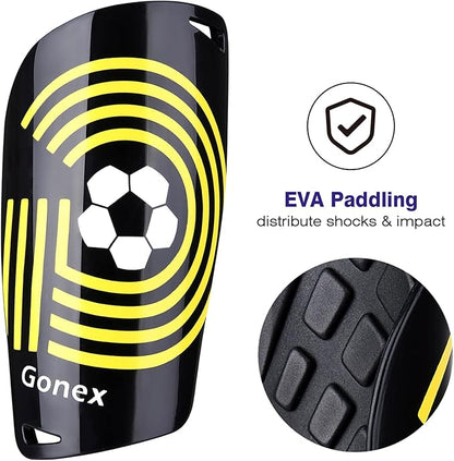 Gonex Soccer Shin Guards for Kids Adult, Youth Boys Girls Shin Guards Slip in Soccer Shin Pad Sleeves Canilleras for Football Games, EVA Cushion Protection Reduce Shocks & Injuries