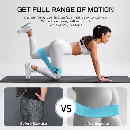 12 Pcs Fabric Resistance Bands for Working Out Booty Workout Stretch Exercise Bands Non Slip for Legs Squat Resistance Loop for Women Men Starter Butt Hip Thigh Fitness