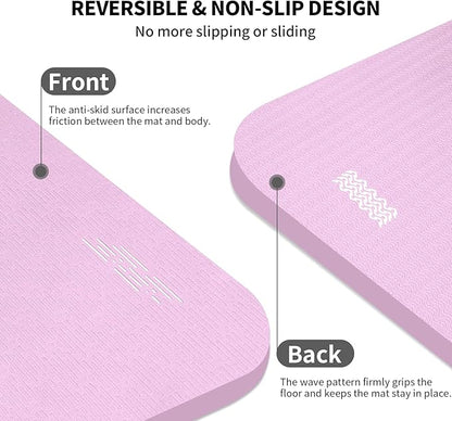 Hatha Yoga Extra Long TPE Yoga Mat 79" x 40” x 1/2" Thick Non-slip Exercise Mat for Home Gym Use, Yoga, Pilates, Fitness & Workouts