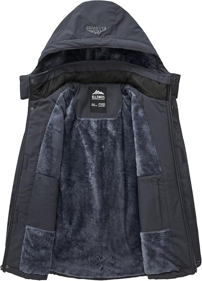 ELLSWOS Men's Waterproof Ski Jacket Winter Snow Coat Warm Hooded Raincoat Windproof Windbreakers