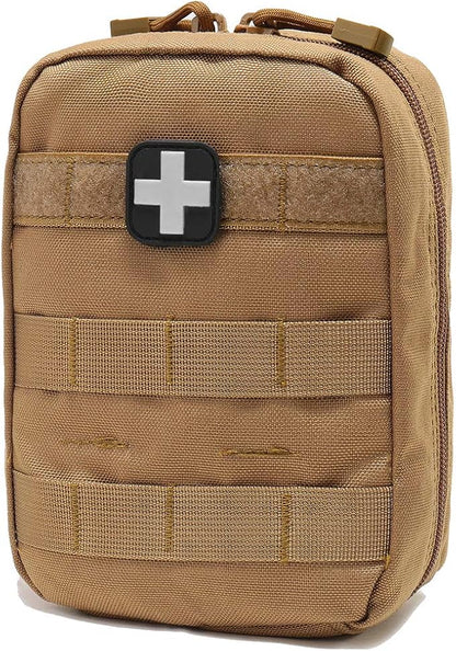 EMT Pouch MOLLE Ifak Pouch Tactical MOLLE Medical First Aid Kit Utility Pouch Carlebben (with Medical Supplies Tan)