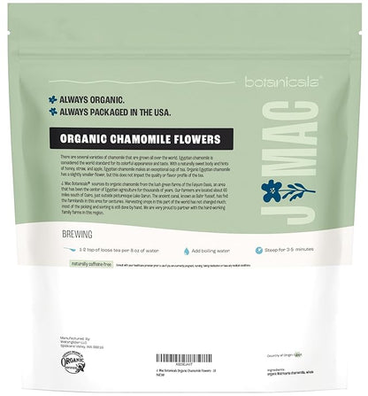 J Mac Botanicals, Organic Chamomile Flowers (1 pound), Certified USDA Organic. Whole Dried Chamomile Flower, Loose Leaf Tea