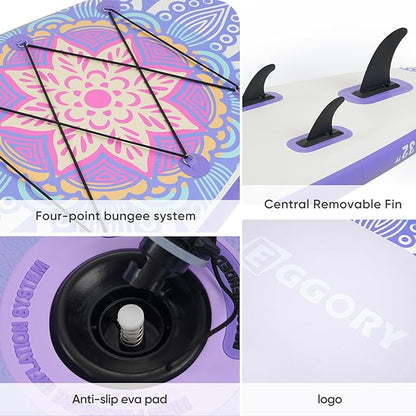 Inflatable Paddle Board,Stand Up Paddle Board Set, Extra Wide SUP Board with Removable Fin, Floating Paddle, Hand Pump, Waterproof Phone Pouch,Traveling Board