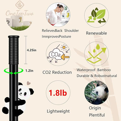 5ft Yoga Stick from Natural Bamboo with Non-Slip Handle-Stretching Stick for Mobility, Flexibility,Exercise,Workout, Physical Therapy,Pilates,Balance Fitness-Access Online Video Guide Without Any Info