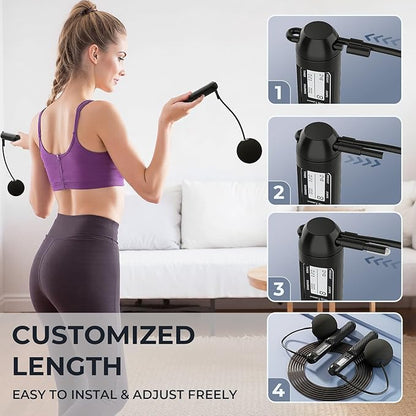 Smart Jump Rope with LED Display and Jump Counter, Weighted Cordless Design for Home Gym & HIIT, Adjustable Steel Wire for Fitness, Tracks Jumps, Calories & Time, for Men, Women & Kids