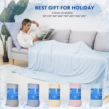 HOMFINE Cooling Blankets for Hot Sleepers - Summer Blanket Thin Lightweight Breathable Soft Double Side Enhanced Cooling for Bed Couch Sofa, Keep Cool for Night Sweats (Light Blue, 108 x 90 inches)