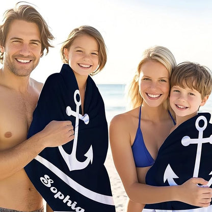 JML Personalized Beach Towel with Name, Custom Anchor Beach Towel, Customized Microfiber Pool Towel, Quick Dry & Absorbent Swim Towel for Adult,Anniversary, Birthday, Summer Holiday,Vacation