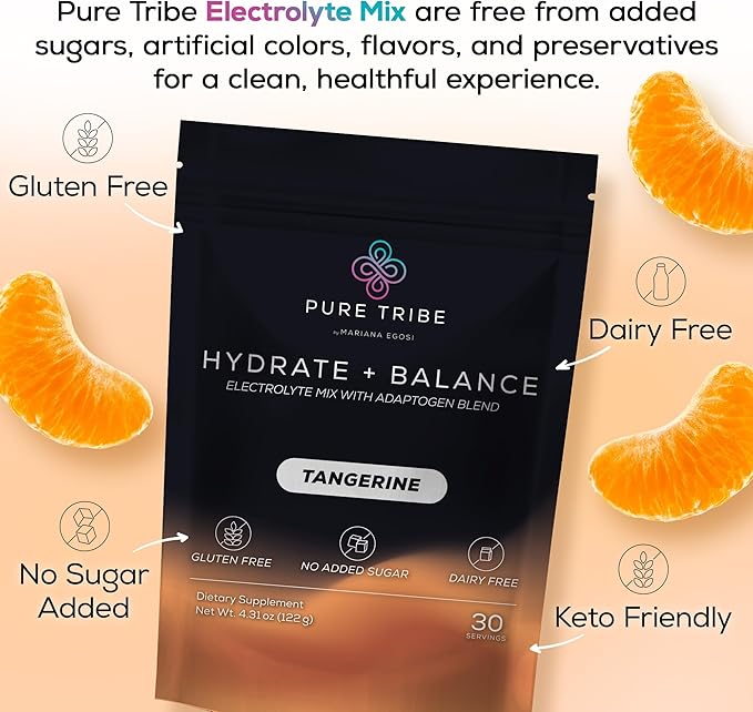 Electrolytes Powder Packets - Sugar Free Hydration Powder Drink Mix Loaded with 6 B Vitamins & Minerals - Energy Drink for Muscle and Mood Support - Tangerine Flavor - 30 Servings