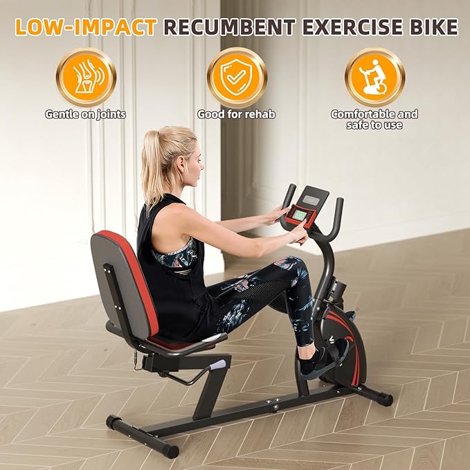 VANSWE Recumbent Exercise Bike for Adults Seniors - Recumbent Bikes for Home with Magnetic Resistance, Bluetooth and App Connectivity, Pulse Sensor