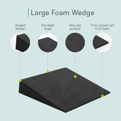 Balanced Body Large Foam Wedge, Pilates Reformer Accessory, Workout Wedge for Home Gym or Studio, Black