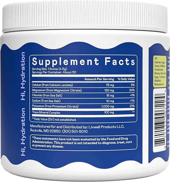 Hi-Lyte Keto K1000 Electrolyte Powder | Unflavored | Hydration Supplement Drink Mix | Boost Energy & Beat Leg Cramps | No Sugar, Stevia, Maltodextrin | 50 Servings