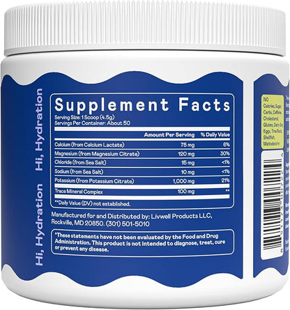 Hi-Lyte Keto K1000 Electrolyte Powder | Unflavored | Hydration Supplement Drink Mix | Boost Energy & Beat Leg Cramps | No Sugar, Stevia, Maltodextrin | 50 Servings