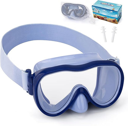 Kids Swim Goggles 180° Snorkel Diving Mask with Nose Cover, Anti-Fog Kids Swimming Goggles with Elastic Fabric Strap for Kids Boys Girls
