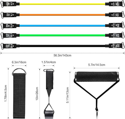 Resistance Bands Set, Himaly Exercise Bands Strength Training Fitness Bands Workout Elastic Bands with Legs Ankle Straps, Door Anchor, Handles & Carry Bag for Home Outdoor Workouts