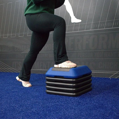 Gronk Fitness 16"x16" Adjustable Aerobic Step Platform with Stackable Step Risers | 4"-6''-8''-10''-12" Step Block, Cardio & Physical Therapy | High-Density Platform for Strength & Endurance Training