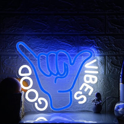 Good Vibes Neon Sign USB Powered for Room Decor, LED Neon Light Sign Dimmable Neon Wall Sign for Game Room Party Decoration Man Cave Kids Bedroom Wall Art 13 * 10.5 Inches