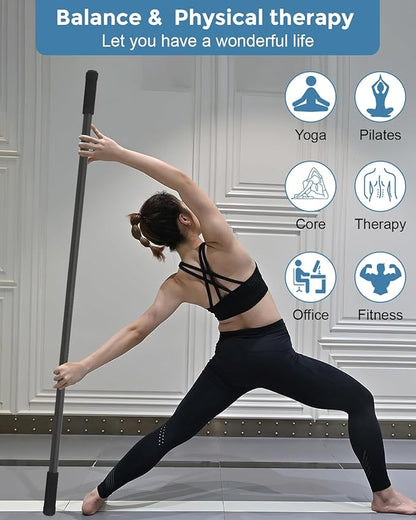 Yoga Stick, 5ft Exercise Stick for Mobility, Stretching Stick with Non-Slip Ends, Exercise Dowel for Pilates, Balance Pole and Stretch Bar for Stretching Equipment