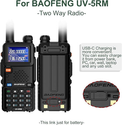 2 Pack BAOFENG UV-5RM Battery 2500mAh Enlarge Capacity UV-5RH Two 7.4V BL-5RH BL-5RH Li-ion GM-5RH Walkie