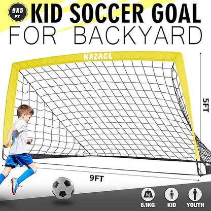 Kids Soccer Goal for Backyard, 6x4 9x5 FT Portable Soccer Nets Pop Up with Ball, Agility Ladder, Cones, Target & Carry Bag for Toddler Youth Outdoor Indoor Training Practice Sports Games Play