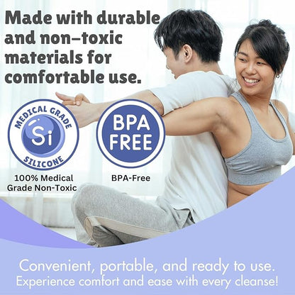 Happy Bum Bag Enema Kit | 6.5ft Silicone Hose, 2L Non-Toxic Silicone Enema Bag with 3 Replacement Tips | Reusable Coffee Enema Kit Suitable for Water & Coffee Enemas for Colon Cleanse for Women & Men