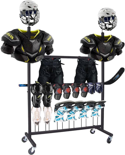Hockey Gear Drying Rack - Ice Hockey Stick Holder Field Hockey Equipment Dryer - Large Hockey Display Storage Rack Sports Metal Tree Stand for Lacrosse (Patent Protected)