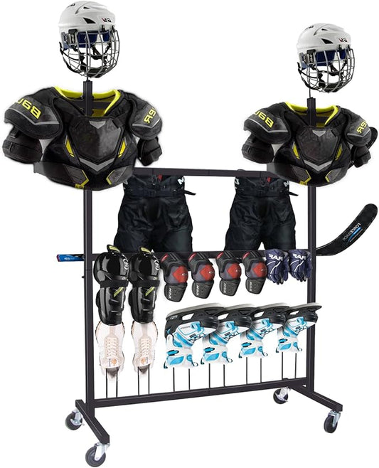 Hockey Gear Drying Rack - Ice Hockey Stick Holder Field Hockey Equipment Dryer - Large Hockey Display Storage Rack Sports Metal Tree Stand for Lacrosse (Patent Protected)