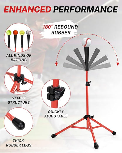 Gonex Baseball Softball Practice Hitting Batting Tripod Stand Rubber Tee Collapsible Portable with Carrying Bag
