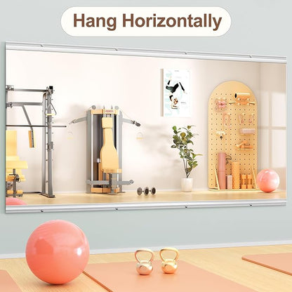 Hasipu Home Gym Mirror 71" L x 32" W - 1PC Large Full Body Mirror for Yoga, Wall-Mounted Mirrors for Fitness, Garage, Dance Studio, 0.16in Tempered Glass Frameless