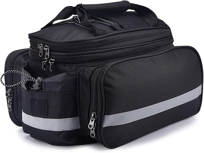 27L Adjustable Bike Pannier Bag with Hidden Rain Cover, 360° Reflective Strips, Multi-Functional Bicycle Saddle Bag for Grocery Shopping, Commuting, Cycling & Travel, Handheld & Crossbody Design