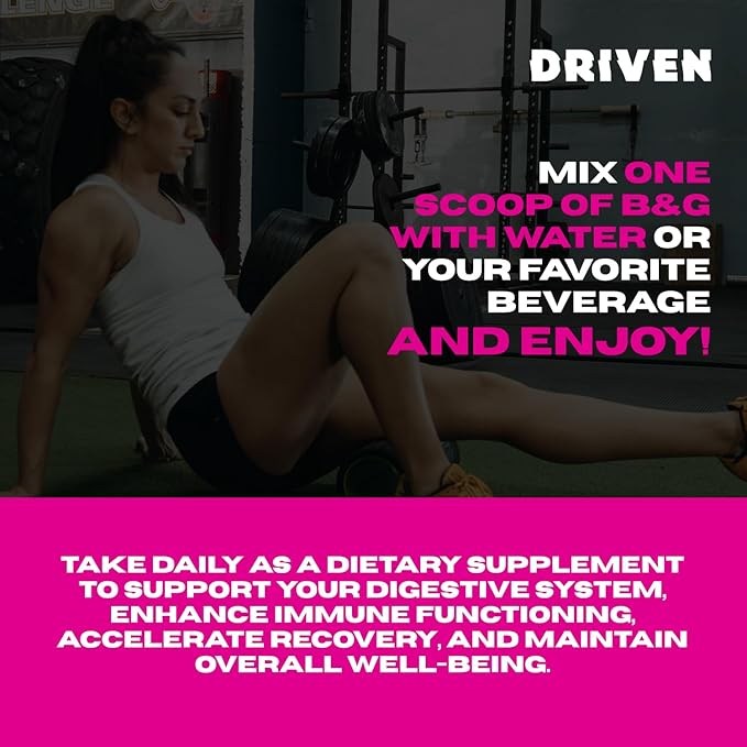 Driven B&G Berries & Greens Superfood Powder, 30 Servings - Organic Plant-Based Formula with Probiotics & Digestive Enzymes -Supports Recovery, Healthy Digestion, and Immune Function
