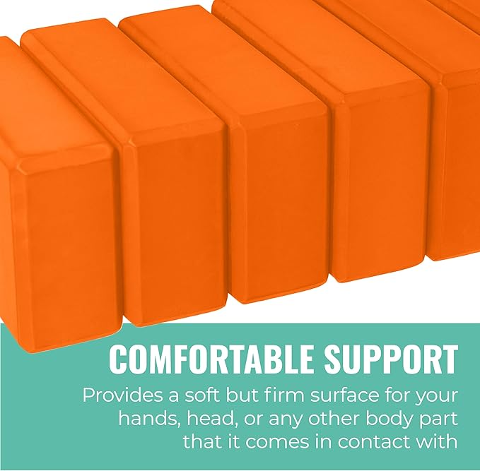 3" Yoga Block, 10 Pack Bulk EVA Foam Yoga Blocks, Firm and Supportive Yoga Brick, Balance Foam for Stretching, Pilates, and Workout, 3" x 6" x 9"