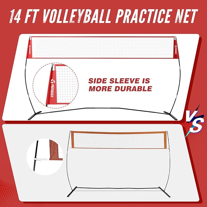14ft Freestanding Volleyball Practice Net for Indoor or