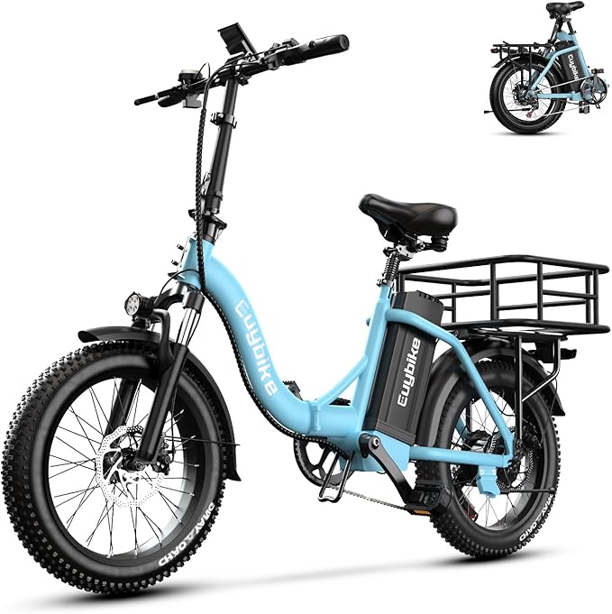Foldable Electric Bike for Adults, Peak 1000W Brushless Motor 30MPH 70Miles City Commuter Ebike, 48V 20AH Lithium Battery, 20" Fat Tire 7-Speed E-Bicycle with Front Suspension Colourful LCD Display