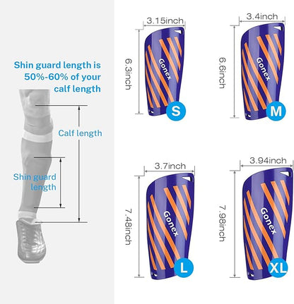 Gonex Soccer Shin Guards for Kids Adult, Youth Boys Girls Shin Guards Slip in Soccer Shin Pad Sleeves Canilleras for Football Games, EVA Cushion Protection Reduce Shocks & Injuries