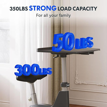 FLEXISPOT Exercise Bike with 2D Desktop, Space Saving Under Desk Bike with Removable Desk, Stationary Bikes Indoor Bikes with 300LBS Heavy Duty 8-Level Resistance Flywheel Optional LCD, V9PRO/V9MAX