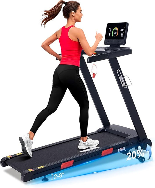 Auto Incline Treadmill, 20% Incline, 3.0HP, 10 MPH Running Machine, 18.5" Wide Belt, 350 lbs Capacity, Treadmill for Home with Bluetooth App