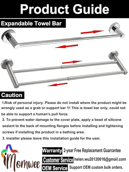 2 Pack Adjustable Towel Holder 16 to 27.6 Inch
