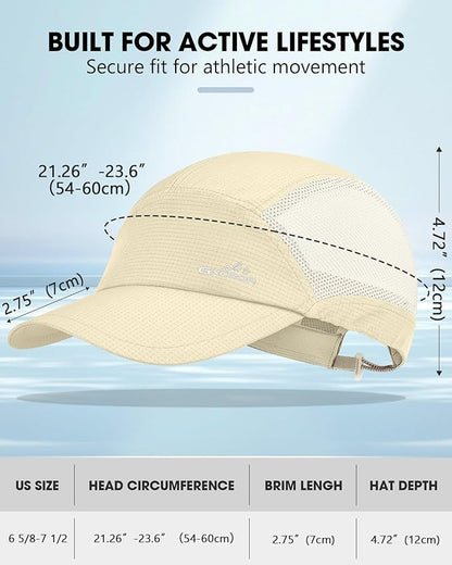 GXCROR Performance Baseball Cap for Men & Women - UPF 50+ Running Hat, Lightweight Quick-Dry Sports Hat for Golf, Hiking, Gym