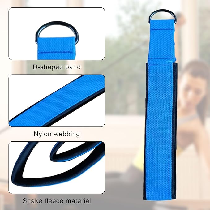 Pilates Double Loop Straps for Reformer, D Ring Straps Handle, Yoga Exercise Straps, 2 PCS