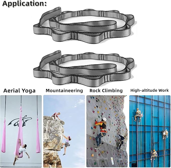 PRIOR FITNESS 2pcs Nylon Daisy Chain Straps for Aerial Yoga Hammock Swing Adjustable Aerial Silk Extender Strap Rope Anti-Gravity Yoga Extend Belts