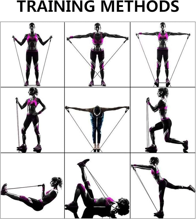 180lb Pilates Bar Kit with Resistance Band(6 x Bands),6 Level