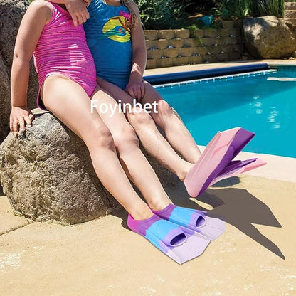 Kids Swim Fins,Short Kids Fins Youth Swimming Flippers for Lap Swimming Training for Children Girls Boys Beginners