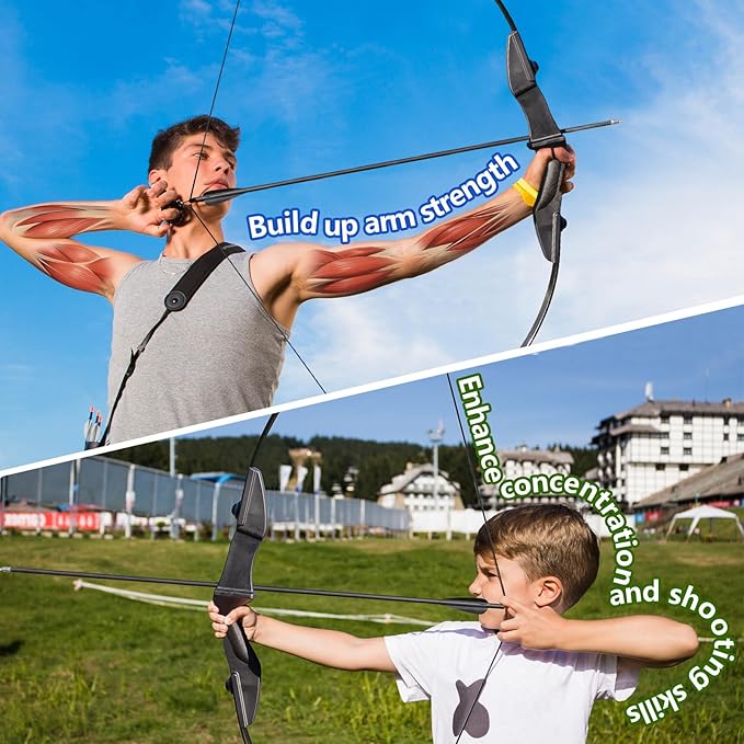 Bow and Arrow Set for Adults Beginner Teens, Dual Arrow Rest for Right and Left Handed Bows 20lbs 30lbs 40lbs Entry Level to Intermediate Archers Complete Equipped Value for Money