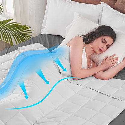 King Size Weighted Blanket for Adults (30 lbs, 80” x 87”, White) Cooling Heavy Blanket for Sleeping Perfect for 290-310 lbs, Breathable Blanket for Adults & Couple All Season, Machine Washable