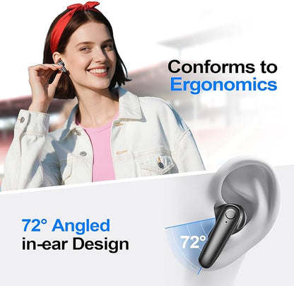 kurdene Wireless Earbuds Bluetooth 5.4 Headphones 60H Playtime Deep Bass Stereo Ear Buds with Mic Comfort Lightweight in Ear Earphones for Workout/Running Charcoal