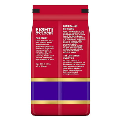 Eight O'Clock Coffee Dark Italian Espresso Ground Coffee, Dark Roast, 21 Ounce (Pack of 1) - Bold & Chocolaty