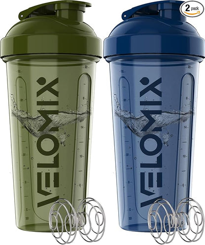 '-2 Pack- 28 oz Protein Shaker Bottles for Protein Mixes - 2x Wire Whisk | Leak Proof Shaker Cups for Protein Shakes | Pre Workout Shaker Bottle | Shakers for Protein Shakes-Green&Blue