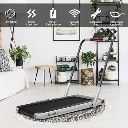 GYMAX Walking Pad, 2 in 1 Free Installation Under Desk Treadmill with Smart App, Remote Control & LED Display, 2.25HP Foldable Portable Compact Running Machine for Small Spaces Home Office